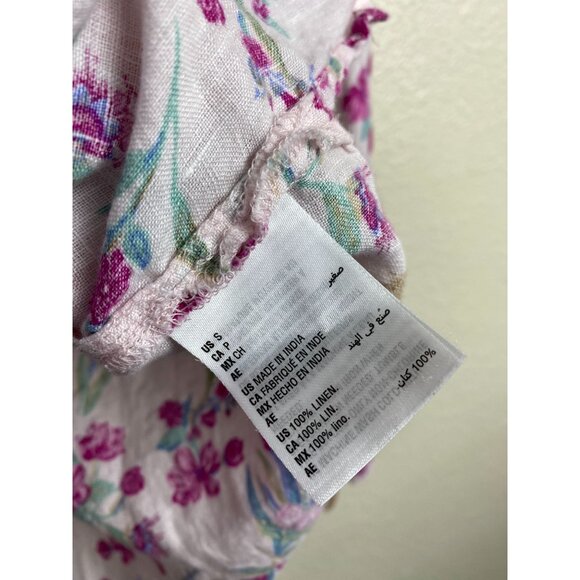 Charter Club Womens Linen Plink Floral Button Up Top Size Small Long Sleeve Boho - Picture 4 of 14